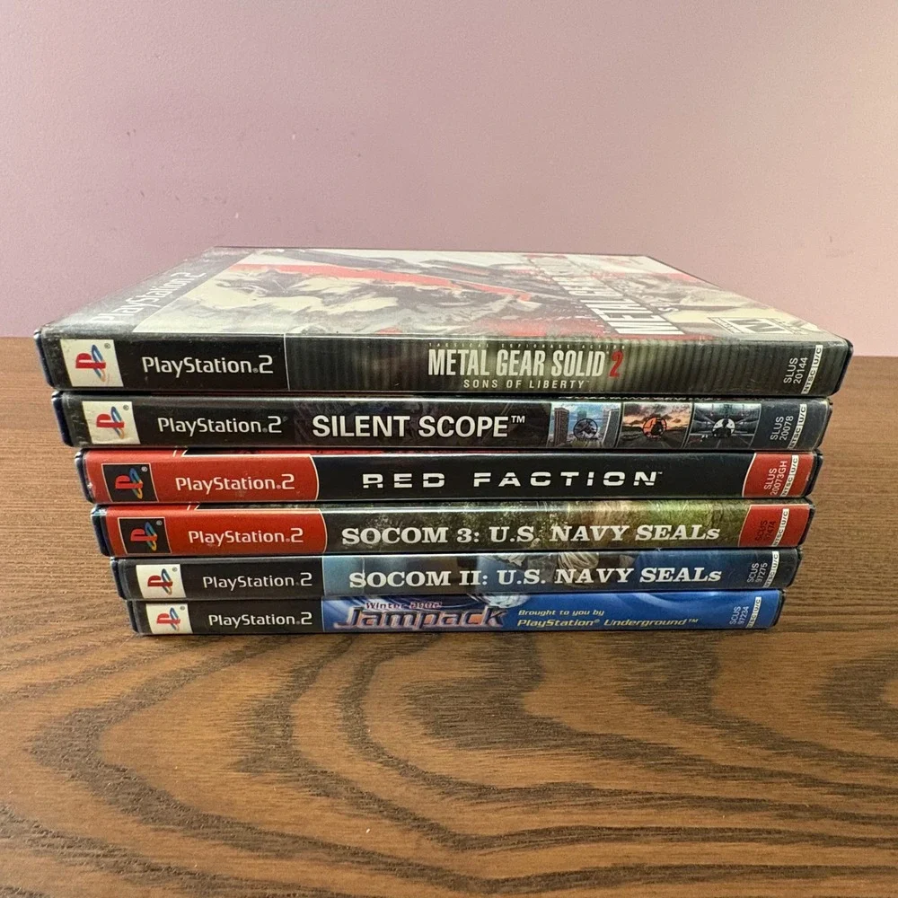 Sony PlayStation 2 Video Game Lot of 6 MGS2 SOCOM Red Faction PS2 Good Bundle